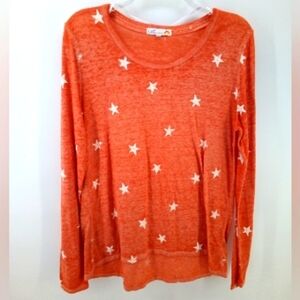C&C California Star Celestial Orange Hi-Lo Long Sleeve Tee Cotton Blend M